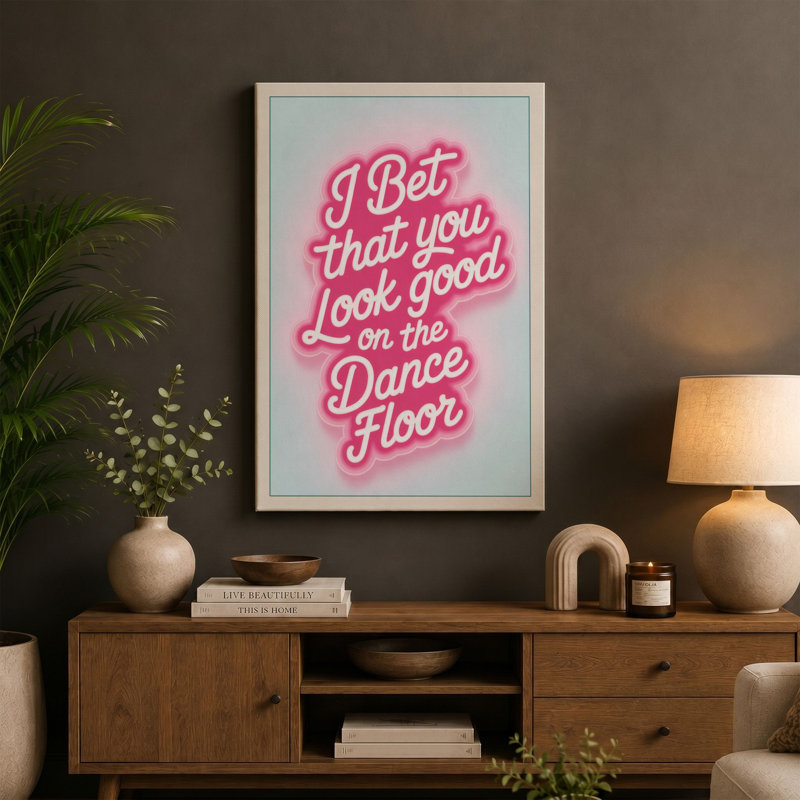 Dance Floor Neon Retro - Wrapped Canvas, 18x12 - 45.7 x 30.5 cm, Sage Border