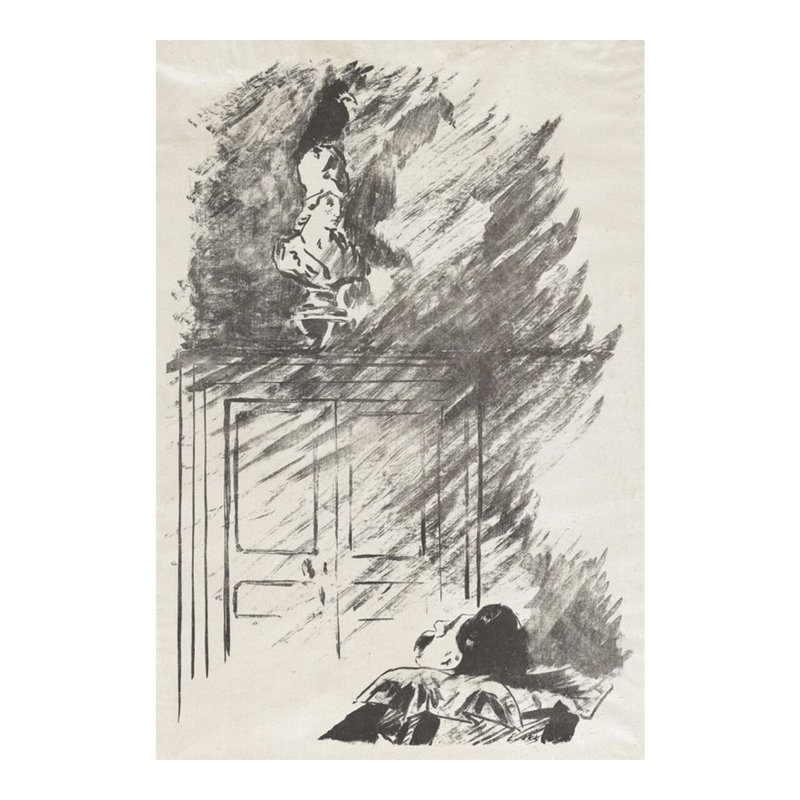 «Le corbeau sur le buste de Pallas» de la traduction de Stephane Mallarmé du Corbeau d'Edgar Allan Poe par Édouard Manet - Estampe numérique