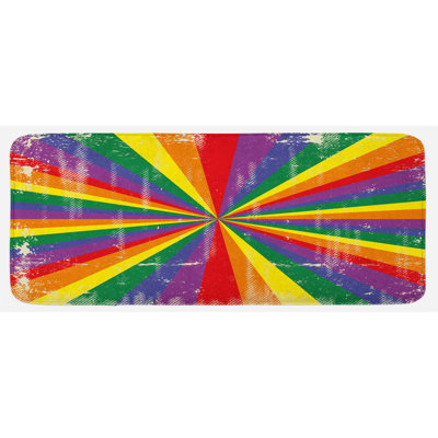 Tapis de cuisine à rayures radial style rétro pour homosexual gay lesbian couples de cuisine imprimés multicolores
