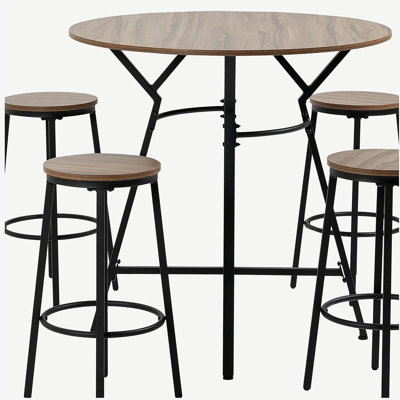 Ensemble 5 pièces de table de bar et chaises HOMcom Industrial