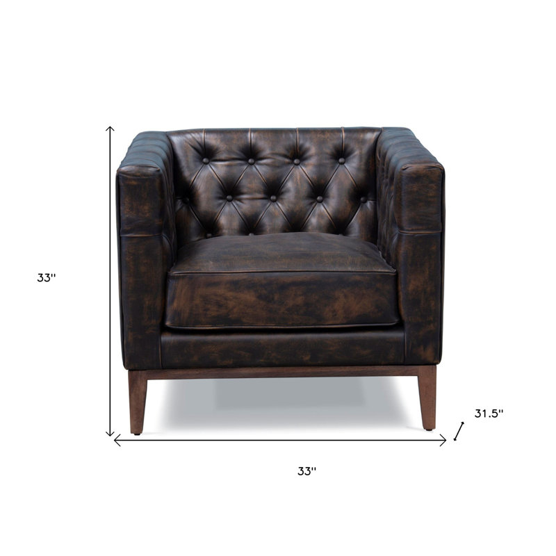 Fauteuil club 33 po en cuir fleur