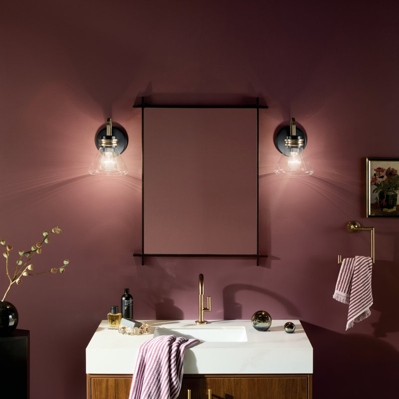 9.5" 1-Light Wall Sconce with Clear Glass, Satin Black
