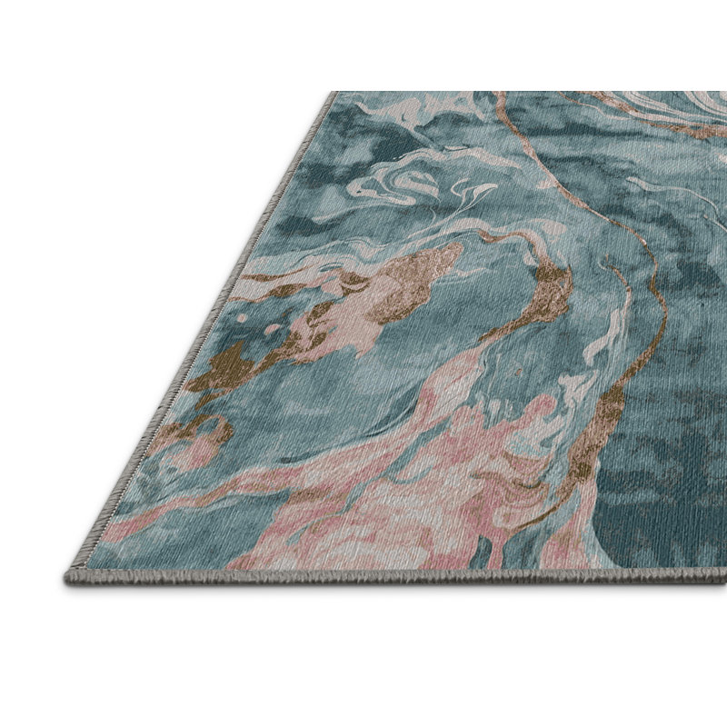 Machine Washable Gray Area Rug, Rectangle 4' x 6'