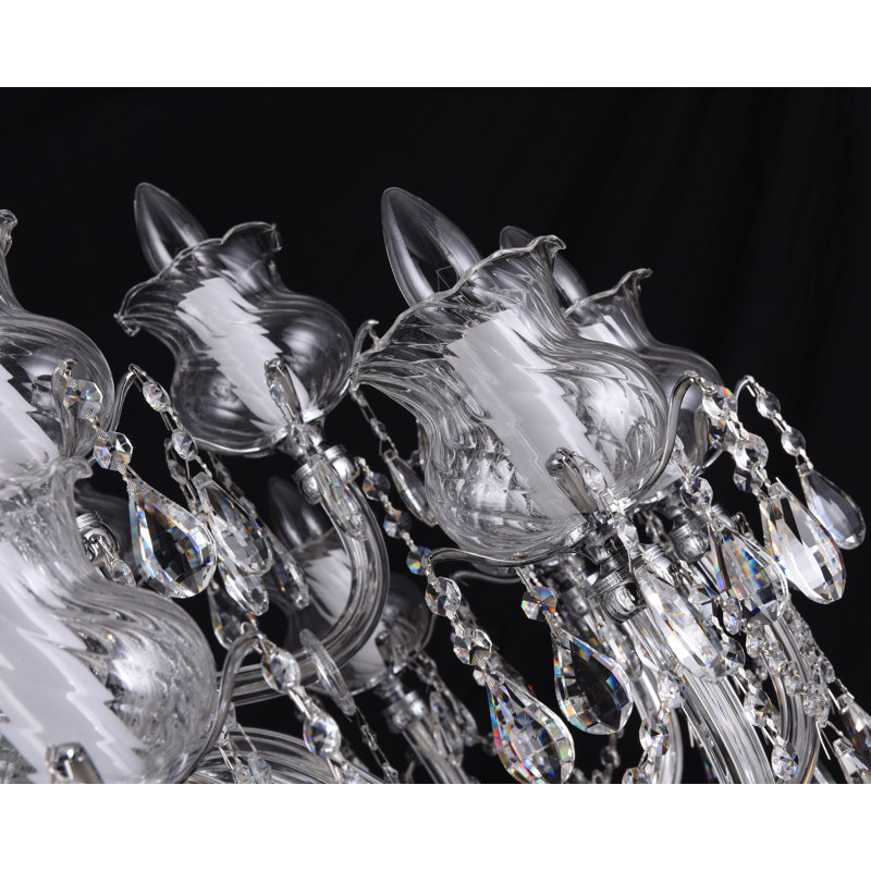 Lustre empire 18 lumières de style bougie Tedeschi, Chrome / transparent