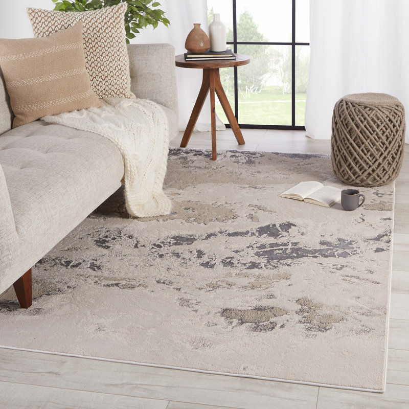 Tapis d'intérieur gris clair / argenté Lia, Rectangle 11 pi 8 po x 15 pi