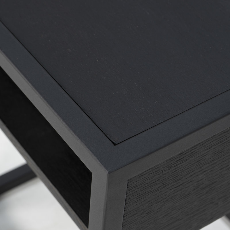 40cm W Steel Bedside Table, Black