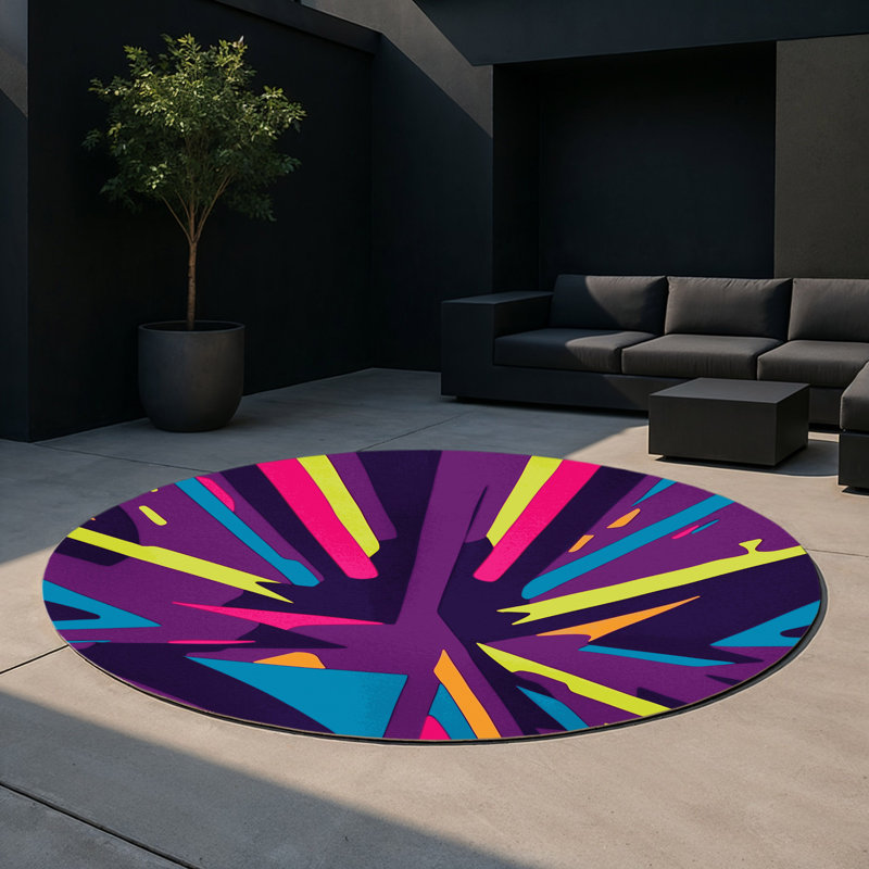 Tapis intérieur et extérieur Radiant Rift, Rond 5 pi