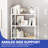  5-Tier Industrial Bookshelf, White Freestanding Bookcase With Metal Frame, Open Display Storage Shelf-294458562
