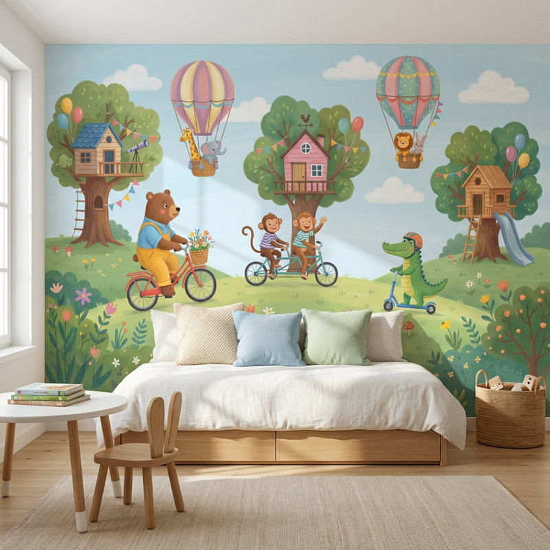 Papier peint nature fantaisiste Treehouse, Non tissé non collé, 120 po x 96 po