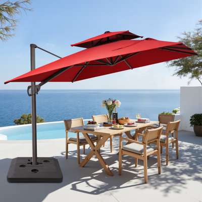 9' X 11' Rectangular Cantilever Umbrella with Weighted Base