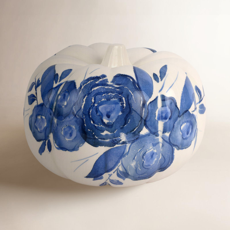 Blue Camellia Medium Figural Pumpkin