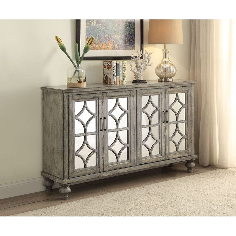 Velika Rectangular Sideboard in Weathered Gray, 32"H x 72"D x 15"D
