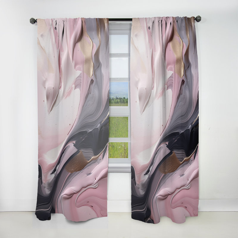 Norma - Solid Marble Paint Artwork V - Modern Curtain - Velvet Room Darkening - 1 panel, 52" W x 108" L