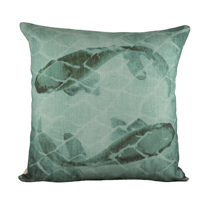 Fish Cotton Blend Throw Pillow