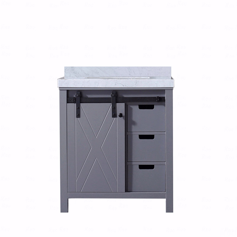 Meuble-lavabo simple en marbre de Carrare 30 po de largeur x 22 po de profondeur, Gris, Marbre de Carrare gris
