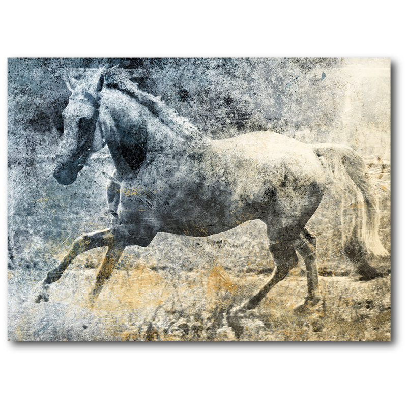 « délavé cheval cheval », reproduction d’impression sur toile tendue, H 16 po x l 20 po x P 1,5 po