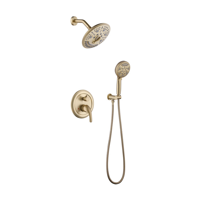 Système de douche à pluie de 8 pouces avec tête supérieure à 6 modes et douche à main à 8 modes - valve en laiton haute pression