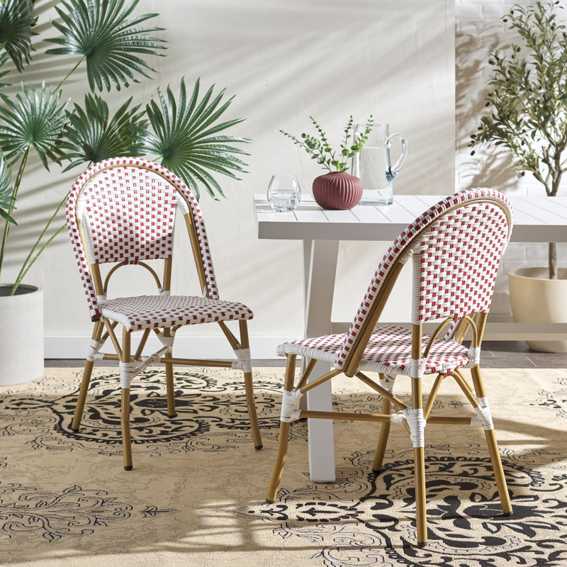 Outdoor Charisse Stacking Dining Chair, Red/White