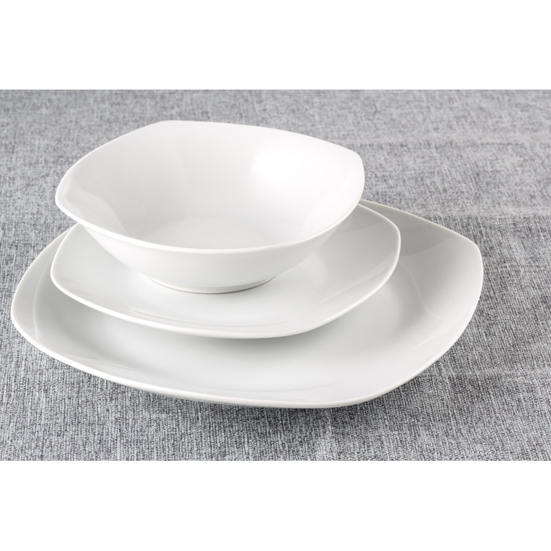Waterside 18pc Everyday Square White Porcelain Dinner Set
