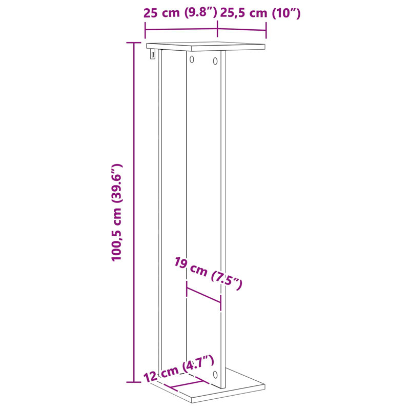 Plant Stand - Set of 2, 100.5cm H x 25.5cm W x 25cm D, Black Oak