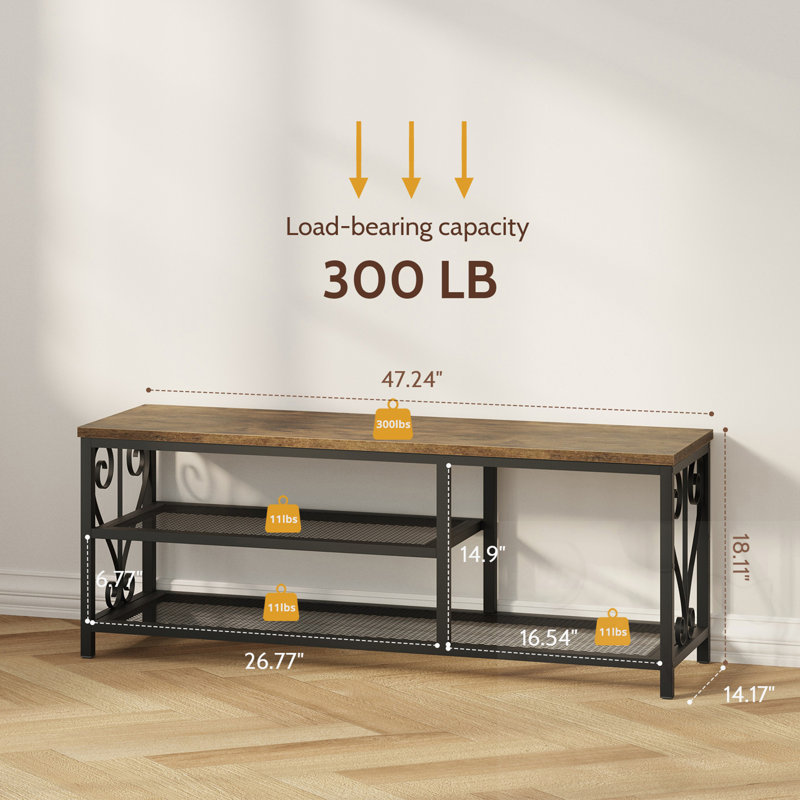 Wooden Storage Bench With Shoe Rack