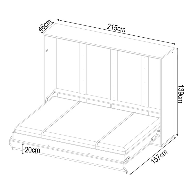 Terrones Bed, White Gloss, Small Double (4')