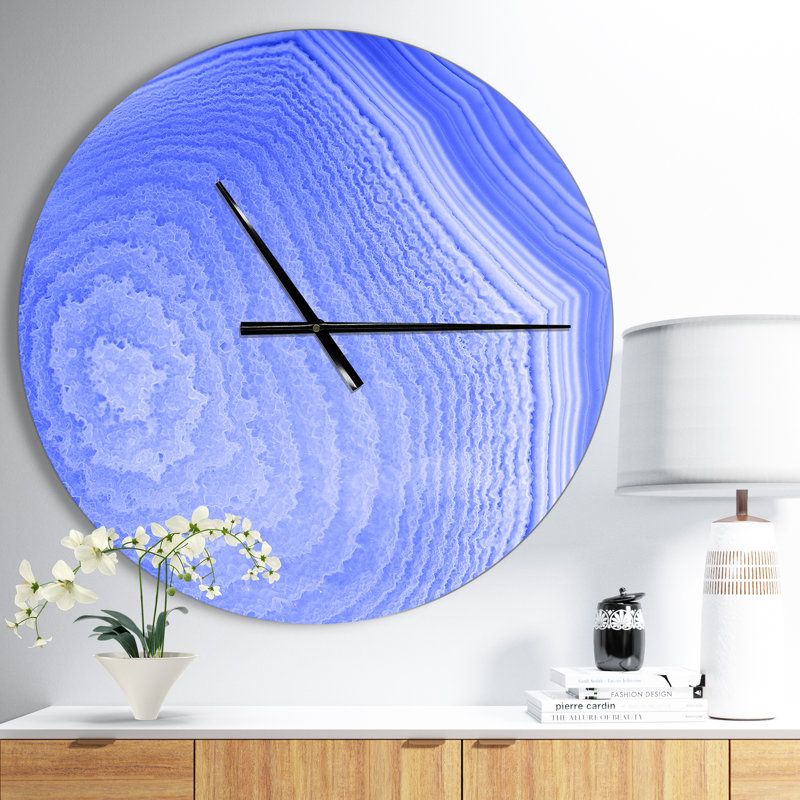 Structure en agate bleu foncé - horloge murale moderne, Moyen