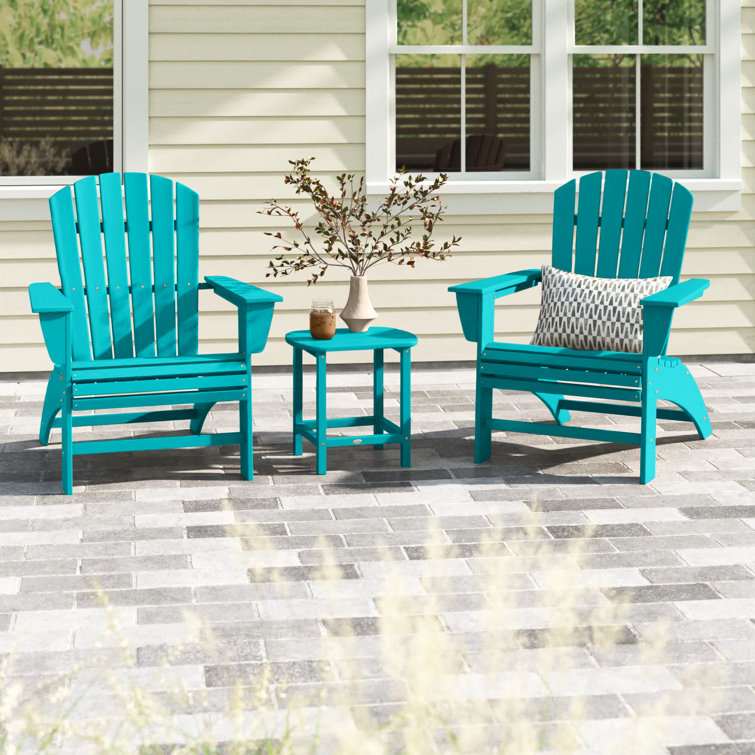Nautical 3-Piece Curveback Adirondack Set