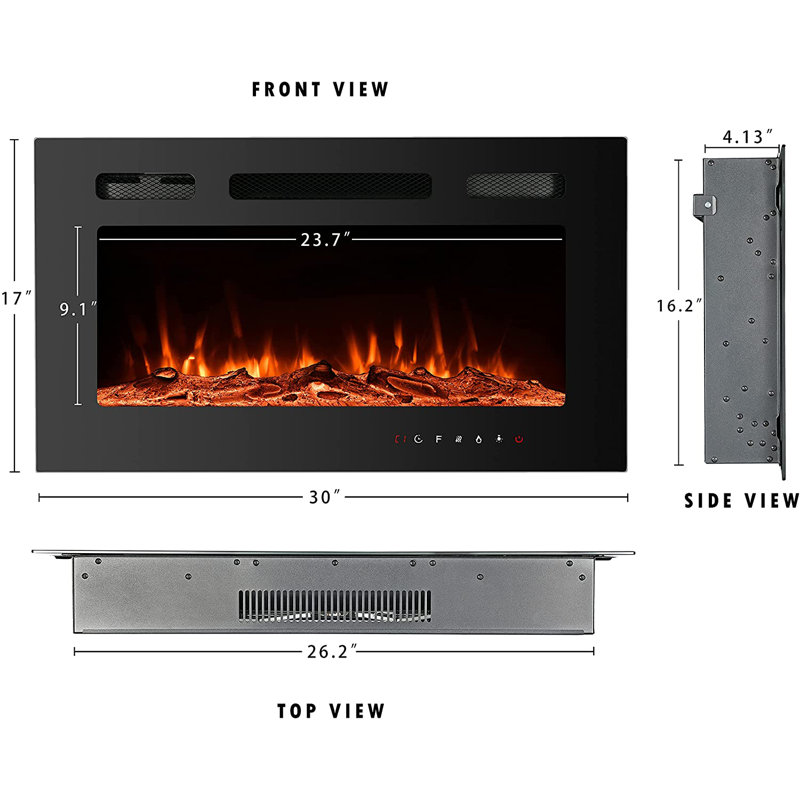 Anik Electric Wall Mounted with 5000 BTU, Black, 17" H x 30" W x 4" D