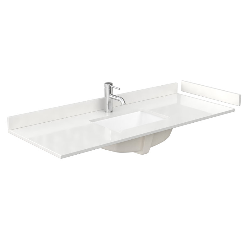 Beckett 54" Freestanding Single Bathroom Vanity with Quartz Top, White, Brushed Nickel, White Quartz