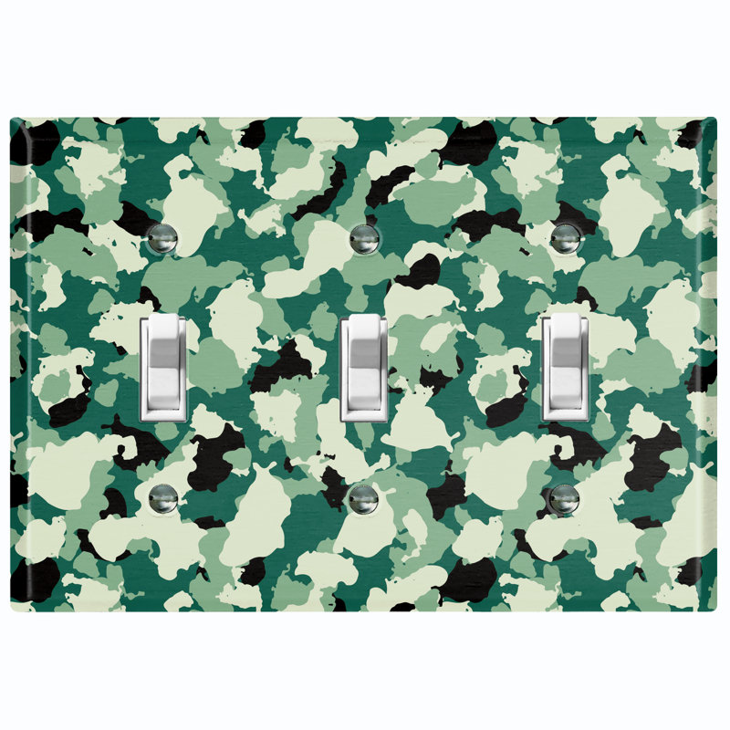 Plaque murale d'interrupteur à bascule vert à 3 bandes camouflage vert
