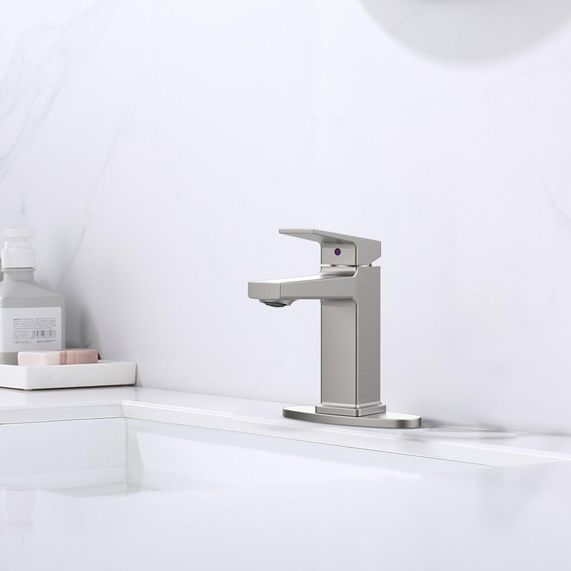 Single Handle Bathroom Faucet with Deck For 1 or 3 Holes,Laundry Vanity Sink Faucet with Two 9/16" Hoses, Brushed Nickel