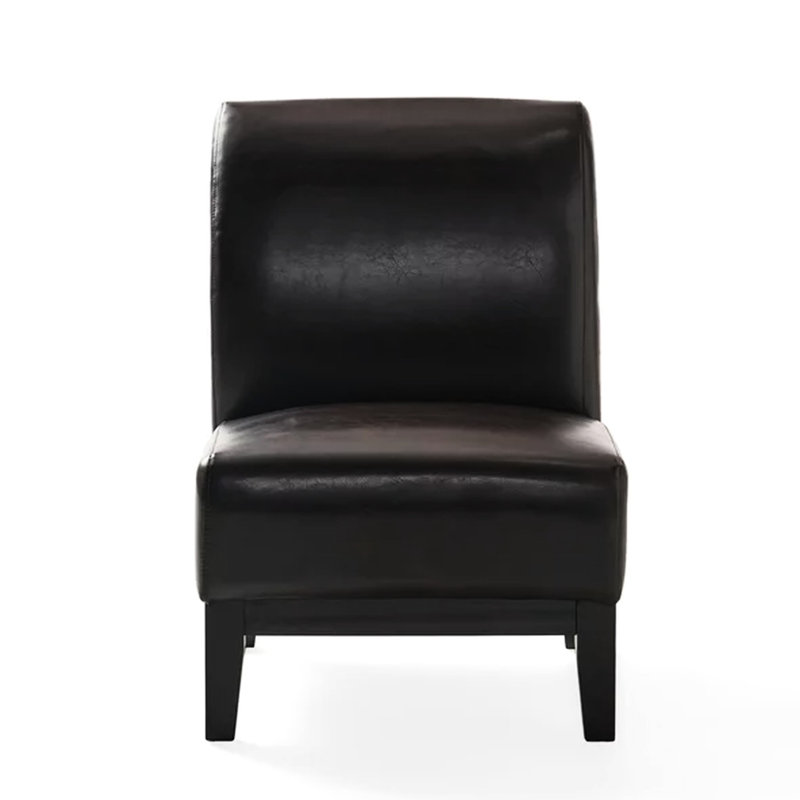 Fauteuil de chambre rembourré en cuir brun, aspect moderne, H 34 po x l 24,5 po x P 35,14 po luxe, l 35,14 po x H 24,5 po