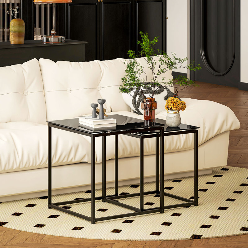 Aida Glass Top Frame Nesting Tables