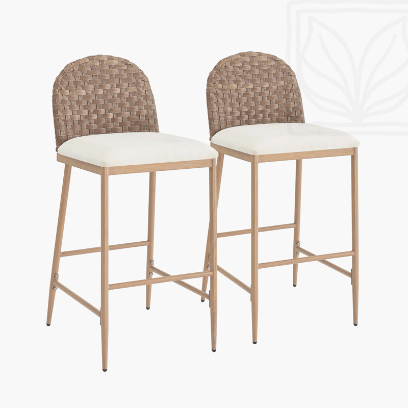 Ensemble de 2 tabourets de bar 29,5 po Farmhouse 29 po avec dossier en rotin
