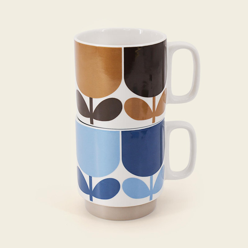 Ceramic Mug, 2, Navy/Bark
