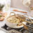 Bloomhouse  6 QT Heavy Duty Aluminum Premium PFA Free Ceramic Nonstick Saute/Deep Frying Pan Skillet with Lid - Linen White with Gold Handle