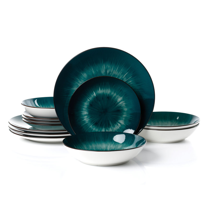 Waterside 12pc Star Porcelain Dinner Set, Green