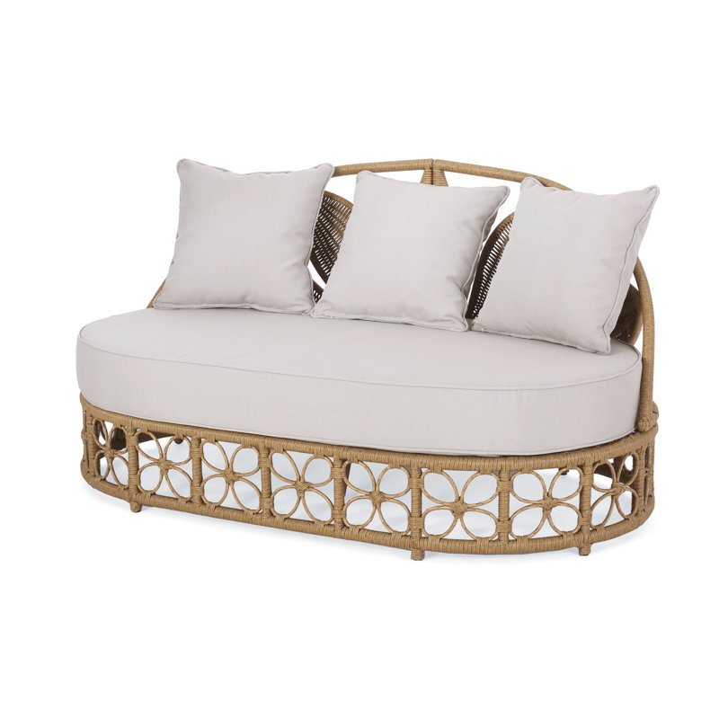 Patio Furniture  Outdoor Daybed with Wicker Rattan, 60" Wide Outdoor Wicker Patio Daybed with Cushions for Lawn Garden Backyard Pool