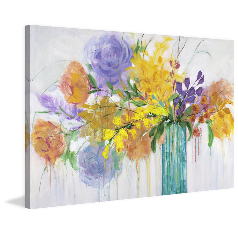 Warm Summer Blooms II Yellow Floral Canvas Art Print