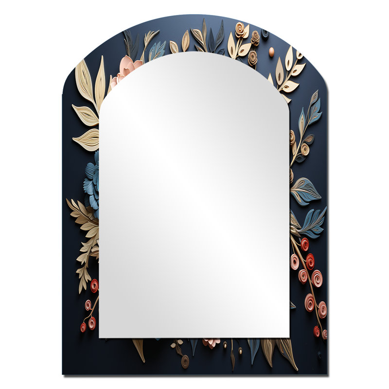 Miroir mural bleu et doré, 34 po x 25 po
