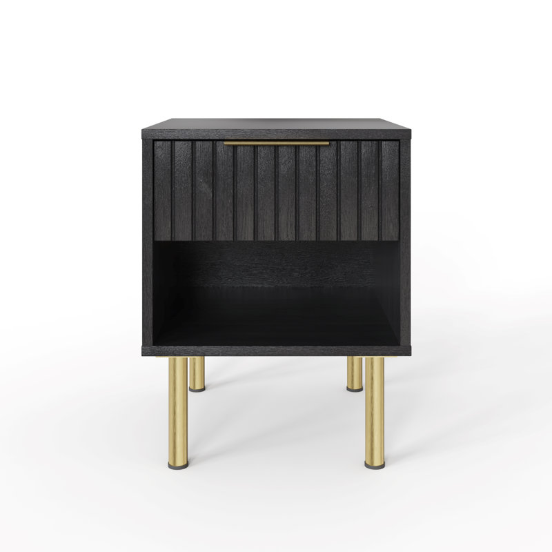 Nervata Living End Table, Gold, Black