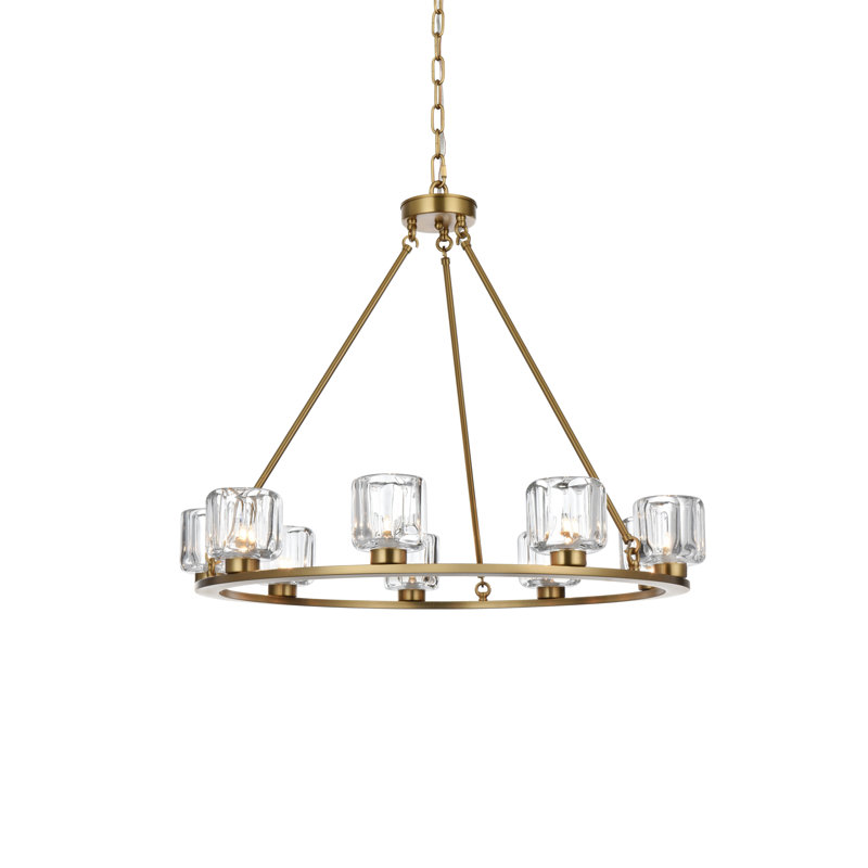 Lustre 32 pouces Enrique, H 27 po x l 32 po x P 32 po, Or satiné