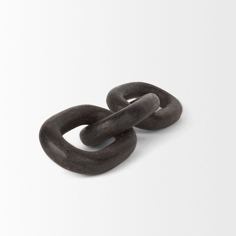 Grand maillon de chaîne en bois Artemi, Noir, 2" H x 21" W x 9.5" D