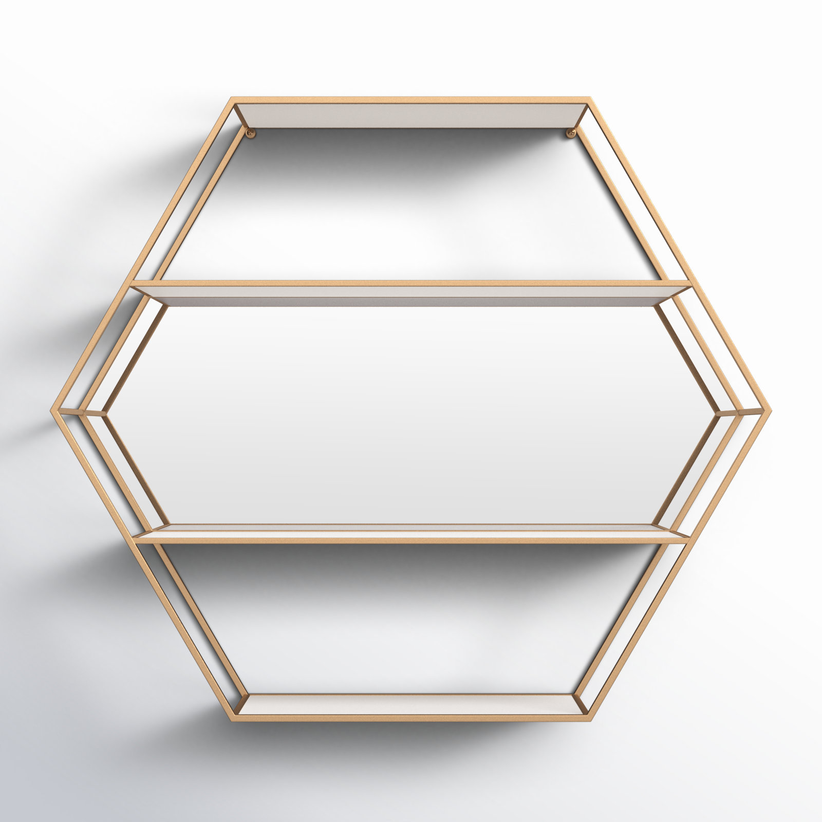 Celestia 3 Piece Hexagon Accent Shelf, Gold