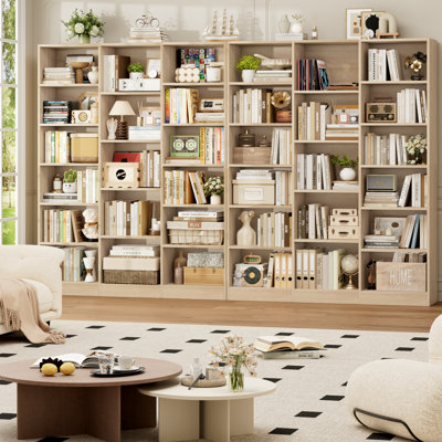 Ensemble de 2 grandes bibliothèques de rangement en bois de 74 po x 59 po x H 74 po