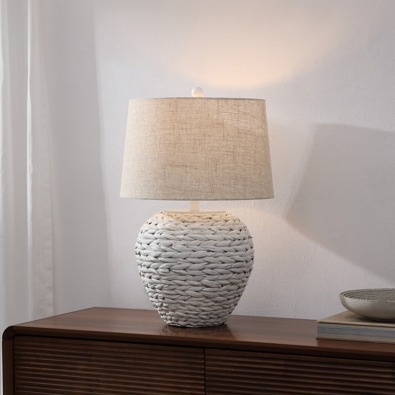 Fortune 25" Table Lamp, Beige, White