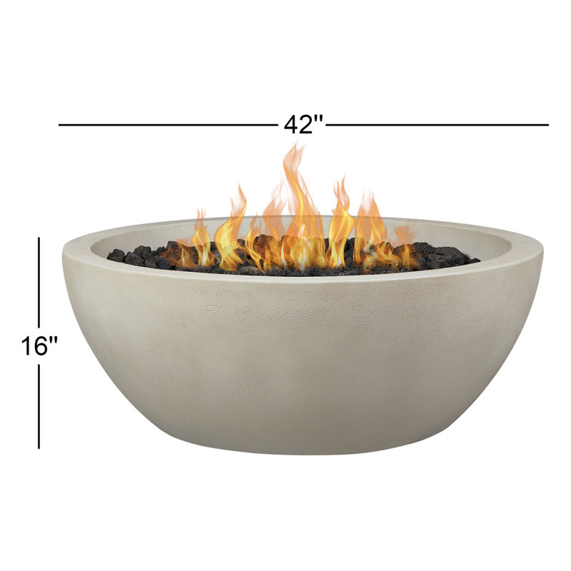 Eldora Round Concrete Fire Pit by Jensen Co, Fog, Natural Gas, 16" H x 42" W x 42" D
