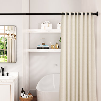 Tringle de rideau de douche, tringle à tension réglable de 43 à 79 po, tringle de rideau de douche droite, antirouille, tringle à rideaux sans perçage pour salle de bain, chambre à coucher, fenêtre