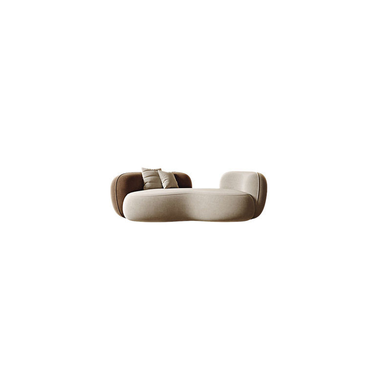 Canapé incurvé moderne, 3, H 27,56 po x l 82,68 po x P 35,43 po, Café / blanc cassé